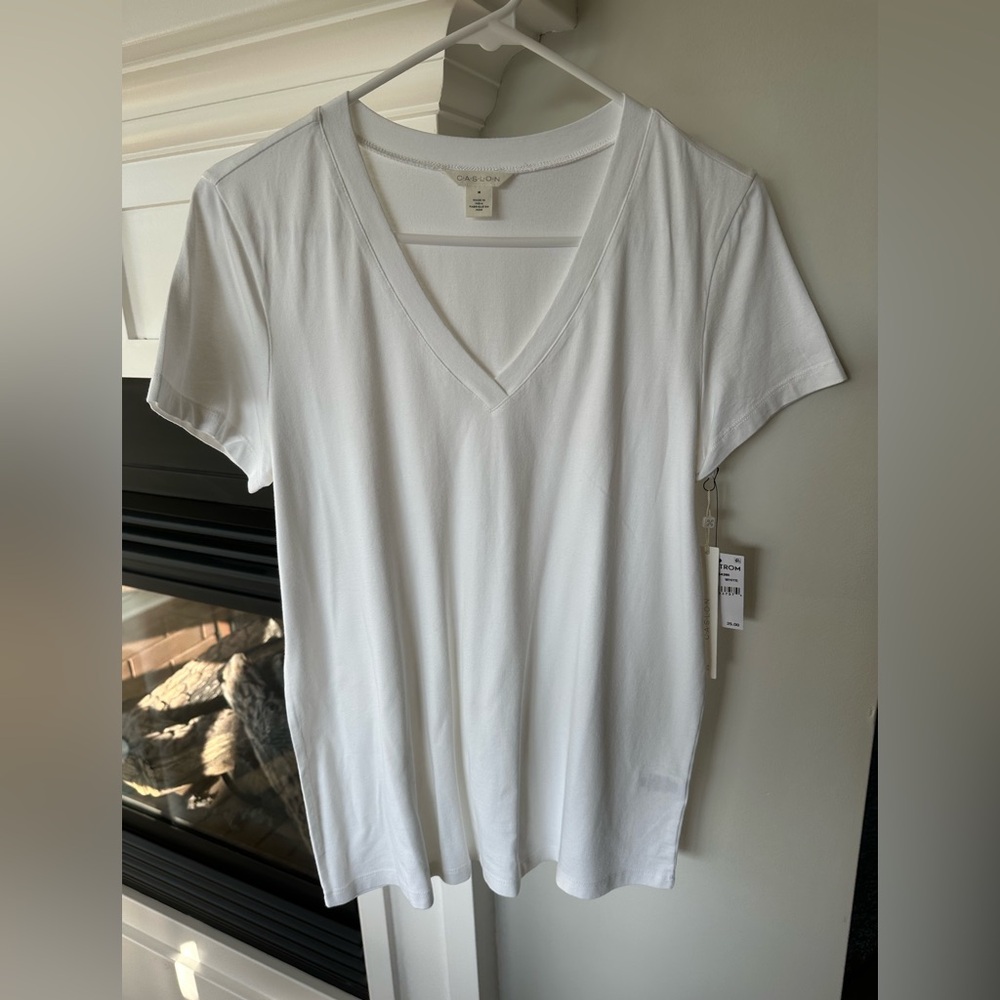 Caslon White Fitted Short Sleeve T-Shirt